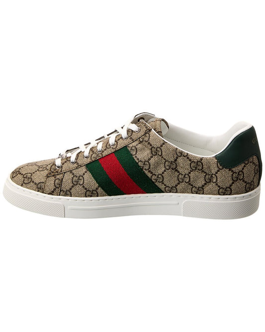 Gucci Ace Web Gg Supreme Canvas & Leather Sneaker