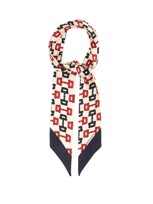 Gucci Horse-bit Silk Scarf in Ivory