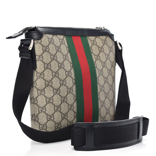 Gucci GG Supreme Monogram Web Messenger Bag in Black