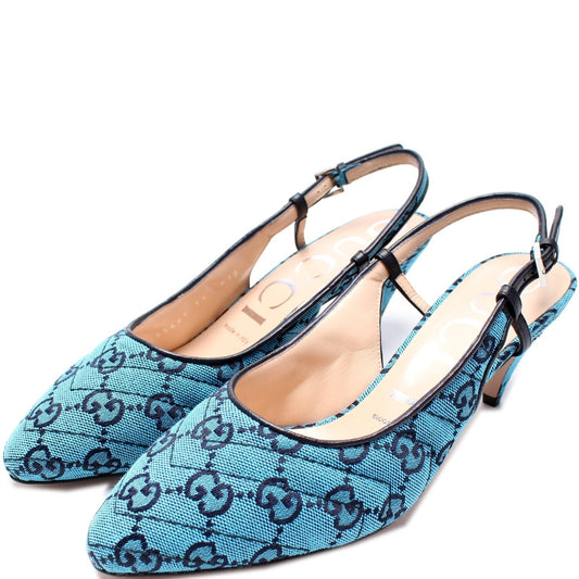 Gucci Canvas Slingback Heels Size 37