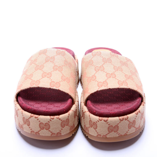 Gucci Canvas Platform Slides Size 37.5