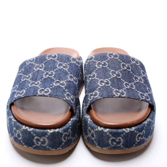 Gucci Denim Platform Slides Size 39