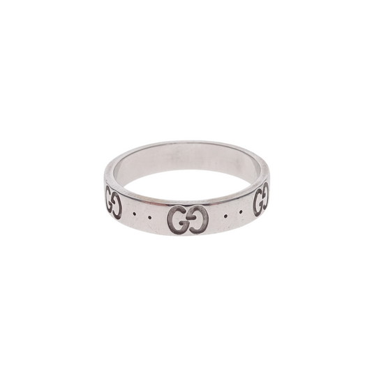 Gucci 18K White Gold Icon Band Small Ring
