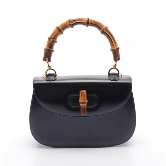 Gucci Bamboo Handbag Leather Black