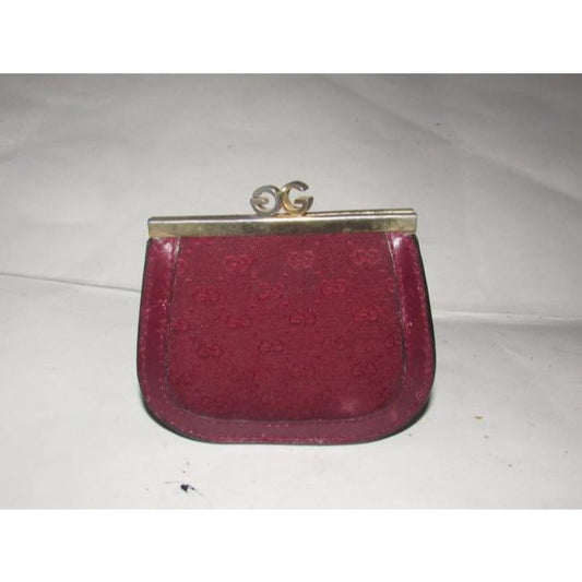 Gucci Burgundy Small G Logo Print Vintage Wallet