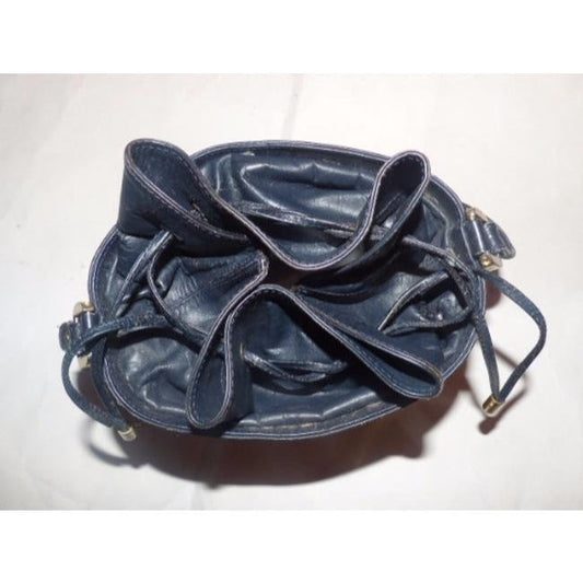 Gucci Blue Micro Guccissima Print Leather Bucket Bag w red/blue stripe