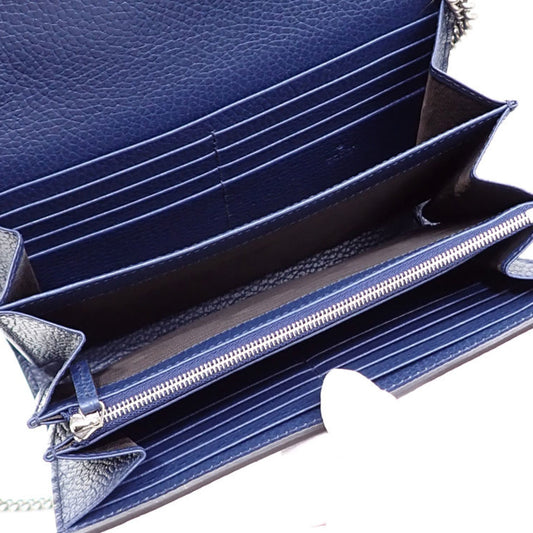 GUCCI Chain Shoulder Bag Dionysus Leather Women's Navy 401231 Tiger Head