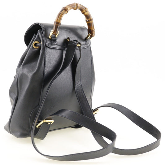 GUCCI Bamboo Mini Backpack Rucksack/Daypack 003.1705.0030 Calf Italian Navy Flap Ladies