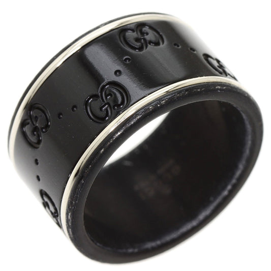 Gucci Icon Wide Black Corundum #12 Ring K18 White Gold Ladies GUCCI