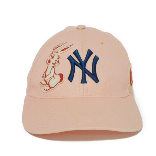 GUCCI Cap NY Yankees Baseball Rabbit Navy Red Cotton 55~59cm Logo 538561 3HE27 5800 Women's