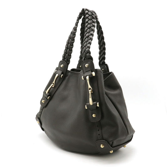 Gucci horsebit shoulder bag leather charcoal brown 336654