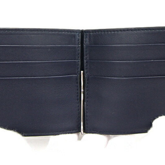 GUCCI Bifold Money Clip Micro sima 544478 Navy Leather Billfold Men's