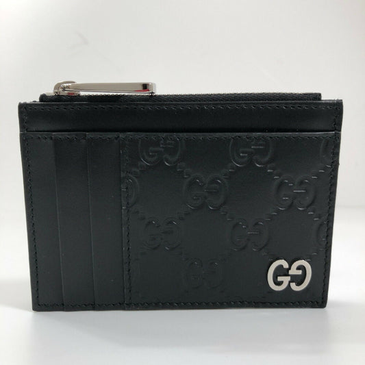 Gucci Card Case Dorian Signature Pass Coin 597560 Canvas Leather Black Men's Gucci