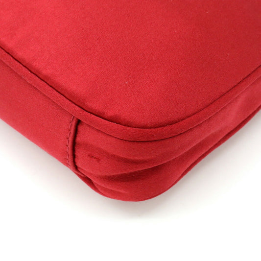 GUCCI Bamboo Handbag Shoulder Bag Satin Red 005.781.0315
