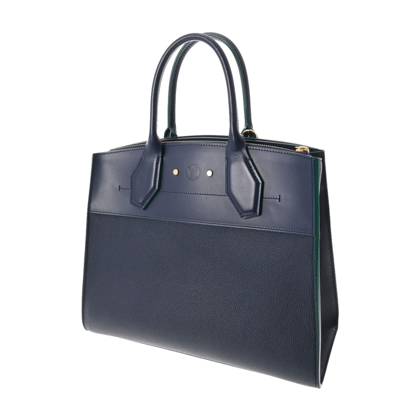 LOUIS VUITTON City Steamer MM Navy/Green Women's Leather Bag