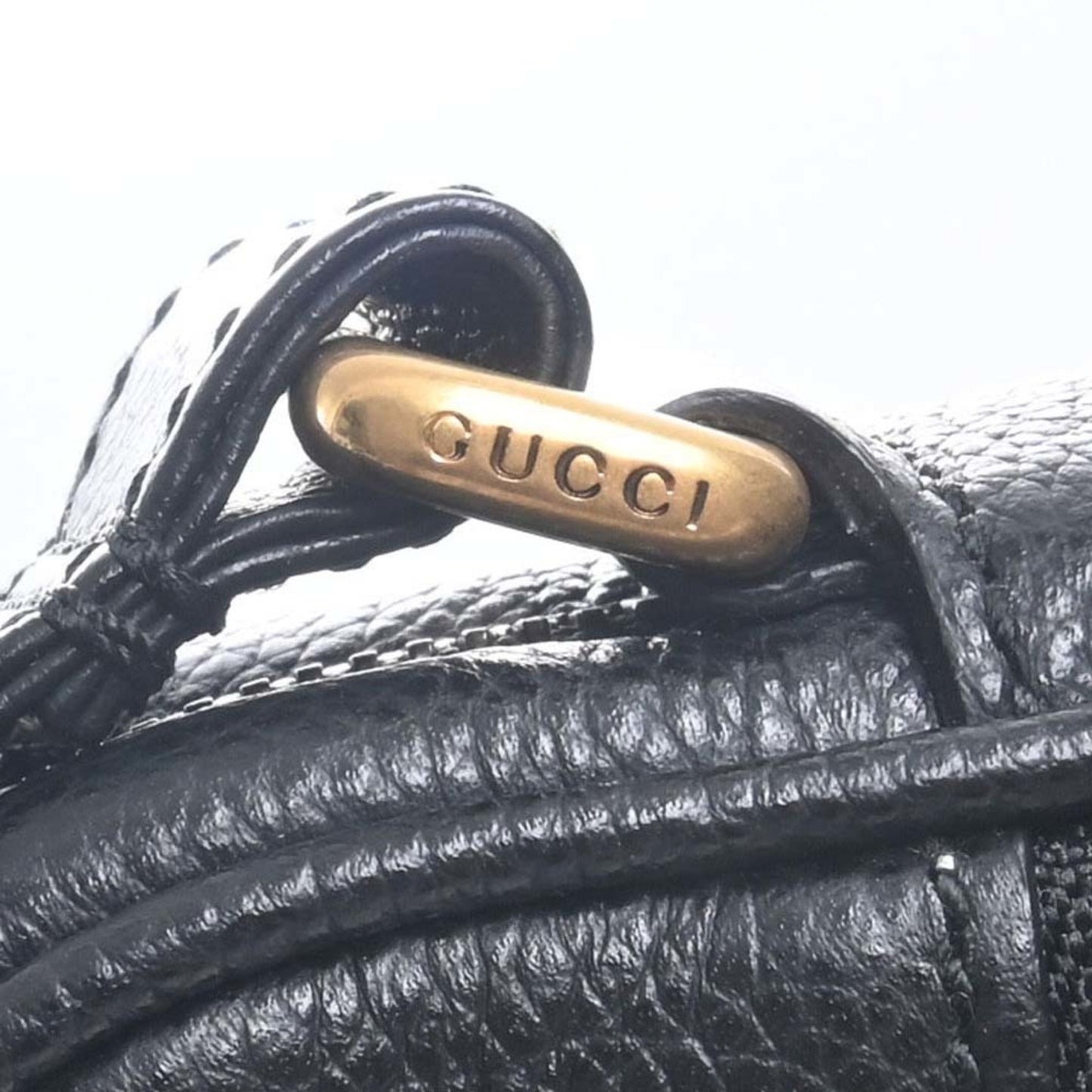 GUCCI Leather Print Shoulder Bag 574803 Black Women's