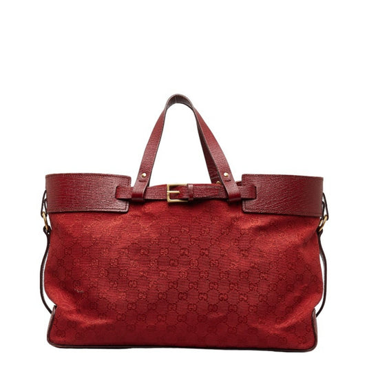 GUCCI GG canvas handbag tote bag 106251 red leather ladies