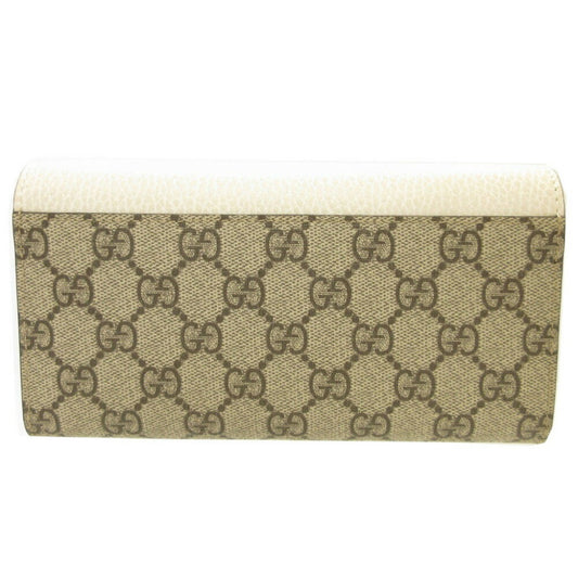 GUCCI GG Marmont 456116 Continental Supreme Leather Beige Ivory Bifold Long Wallet