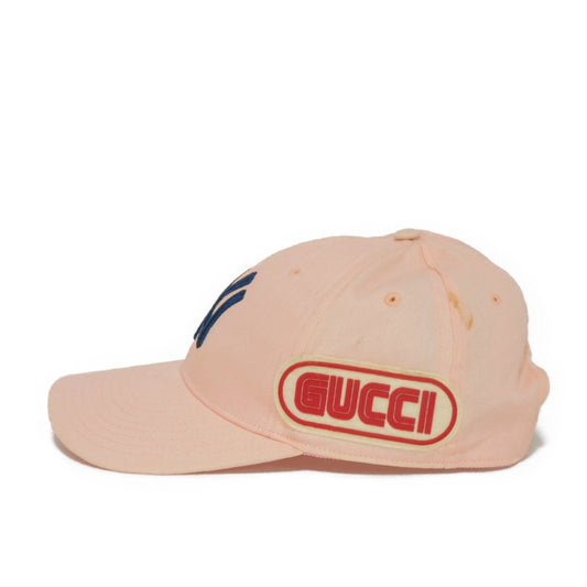 GUCCI Cap NY Yankees Baseball Rabbit Navy Red Cotton 55~59cm Logo 538561 3HE27 5800 Women's