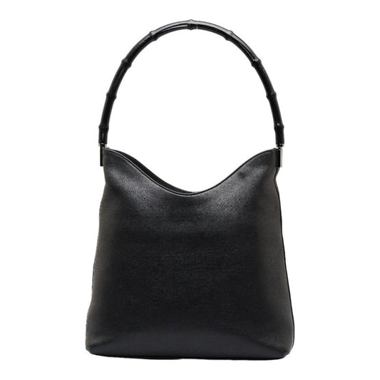 GUCCI Bamboo One Shoulder Bag 001 3244 Black Leather Women's