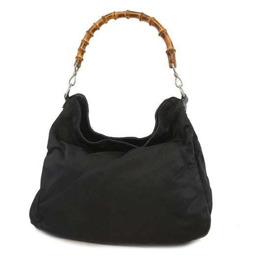 Gucci Bamboo Shoulder bag 001 1577 Women's Nylon Canvas Shoulder Bag Black