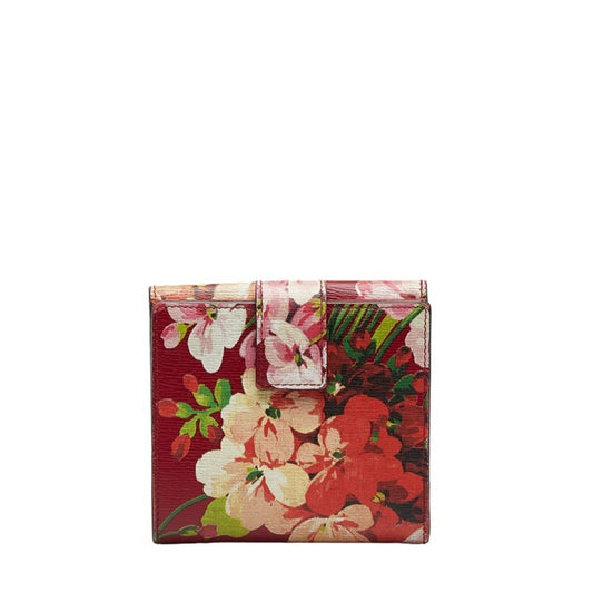 GUCCI Blooms French Flap W Bifold Wallet 410104 Red Multicolor Leather Women's