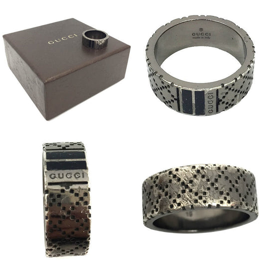 Gucci Diamante ring notation size 19 smoked silver AG925