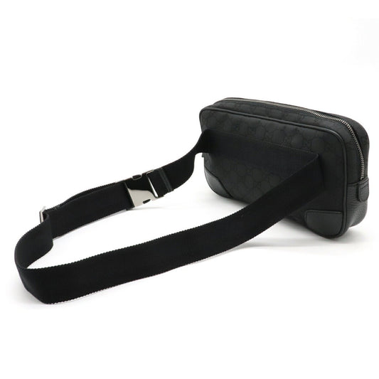 Gucci GG Nylon Waist Bag Pouch Body Leather Black 336672