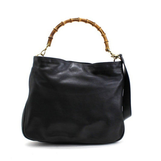 Gucci Bamboo 2WAY Handbag Shoulder Bag Leather Black GUCCI Ladies 2 Way