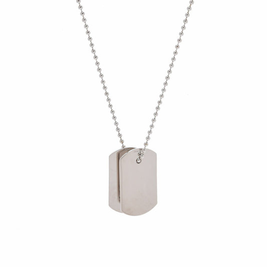 Gucci 2P diamond dock tag unisex K18WG necklace