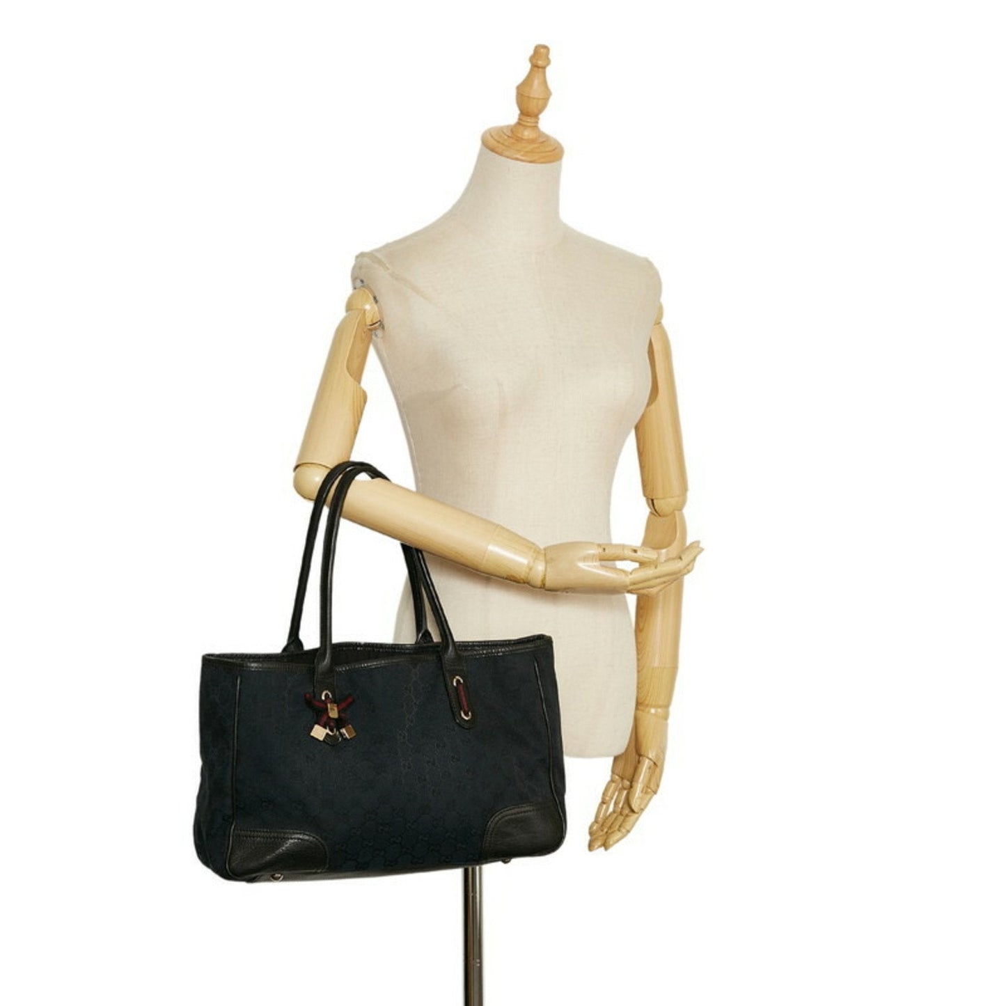 Gucci GG Canvas Princie Tote Bag 163805 Black Leather Ladies Gucci