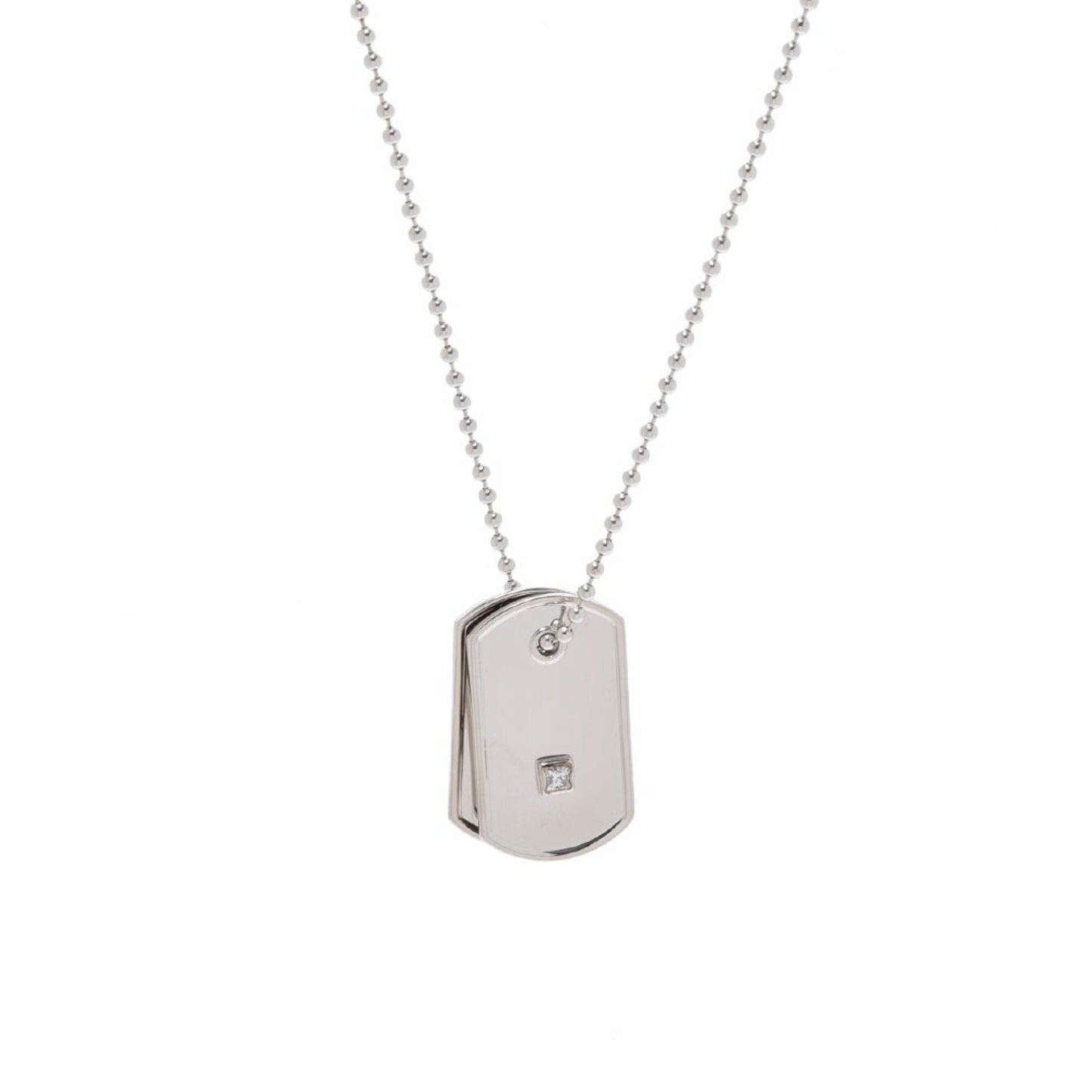Gucci 2P diamond dock tag unisex K18WG necklace