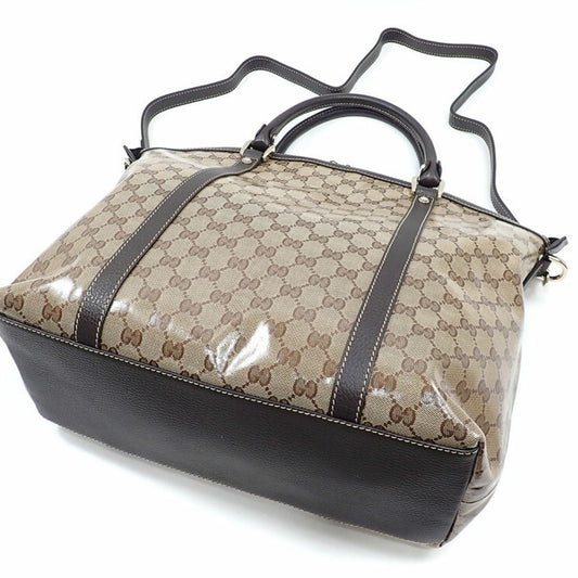 Gucci Handbag GG Crystal Ladies Beige Brown Coated Canvas Leather 339551 493075