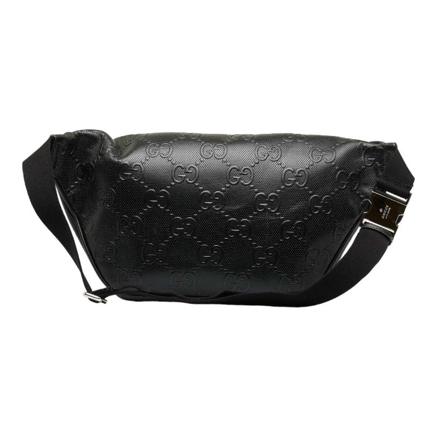 GUCCI GG embossed waist bag body shoulder 645093 black leather men's