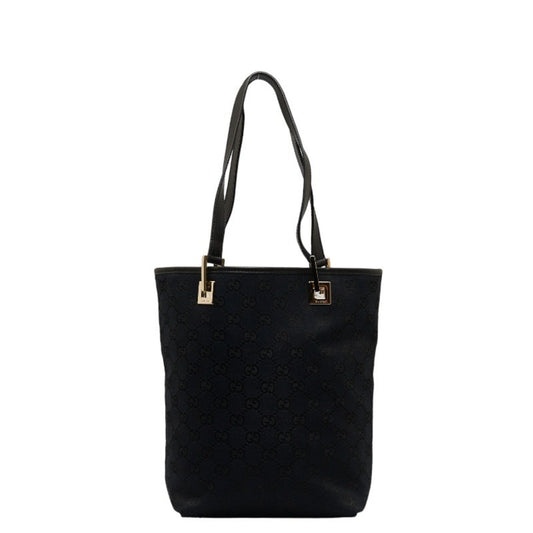 GUCCI GG canvas handbag tote bag 002 1099 black leather ladies