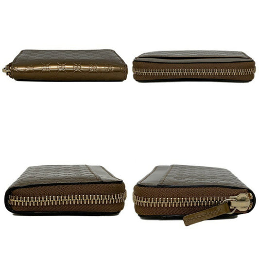 Gucci Coin Case Bronze Gold Micro Shima 256810 Patent Leather GUCCI Brown Purse Card Pocket GG Round