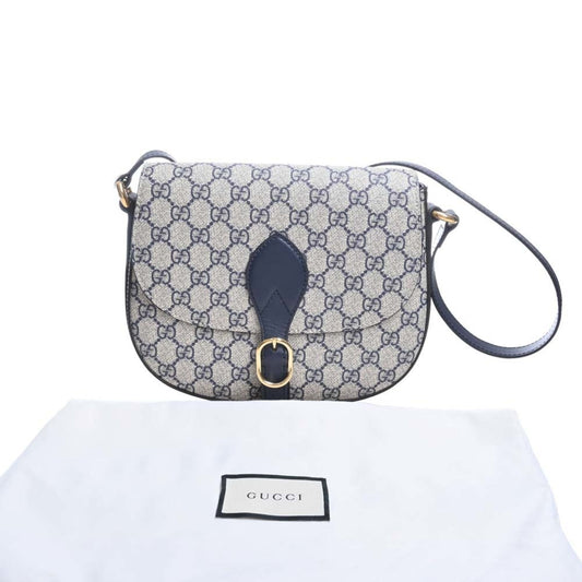 GUCCI GG Supreme Leather Shoulder Bag 432150 Navy Ladies