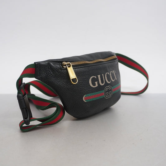 Gucci body bag 527792 leather black gold metal