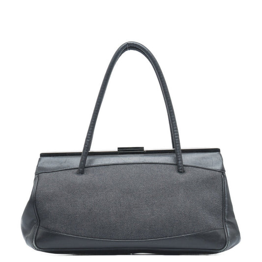 GUCCI Charm Handbag 92726 Black Canvas Leather Women's