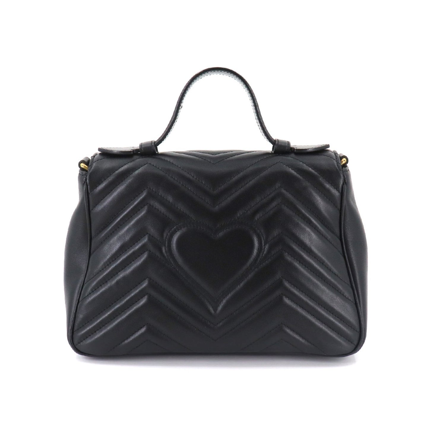 Gucci GG Marmont Small Top Handle Bag 2way Hand Shoulder Leather Black 498110