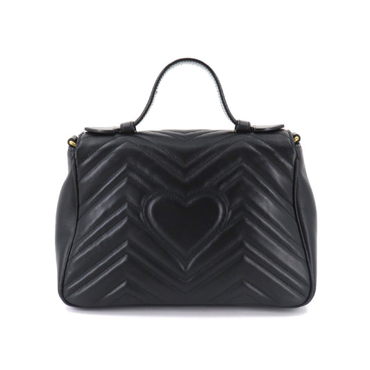 Gucci GG Marmont Small Top Handle Bag 2way Hand Shoulder Leather Black 498110