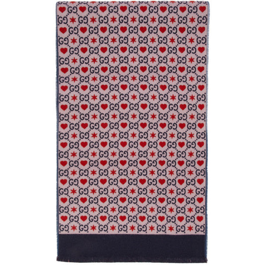 Gucci GG Wool Hearts Scarf in Violet