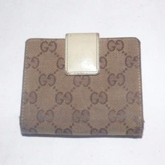 Gucci Brown Large G Logo Canvas & White Tri-fold
