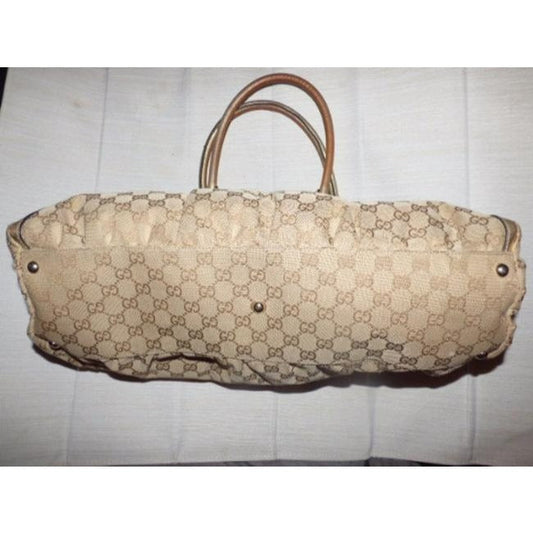 Gucci Abbey Guccissima Print D Ring Brown Leather Shoulder Bag