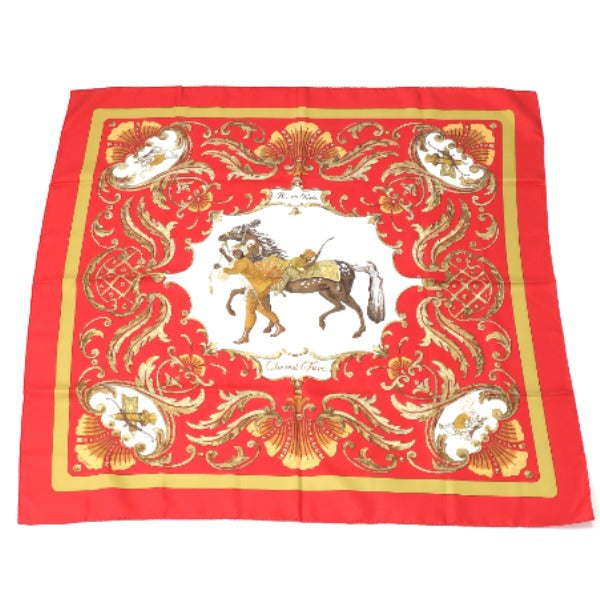 HERMES scarf silk yellow SPRINGS scarf Carre90 Women Used