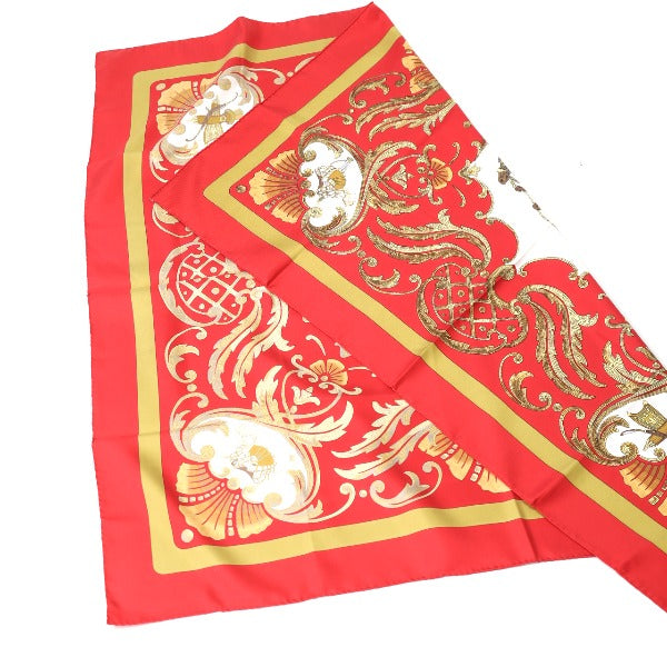 HERMES scarf silk Red Carre90 Cheval Jurc Turkish horse