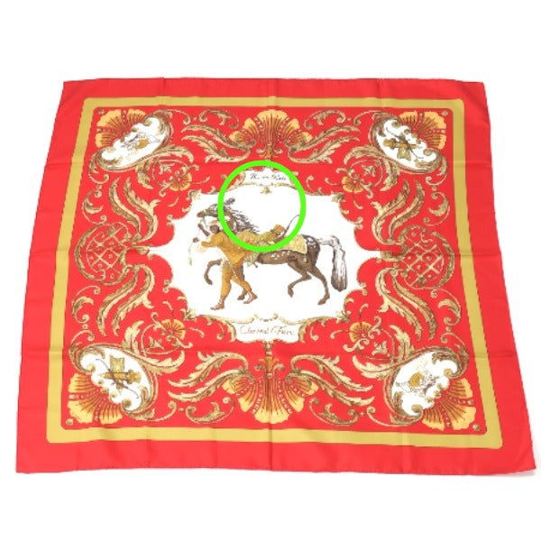 HERMES scarf silk yellow SPRINGS scarf Carre90 Women Used