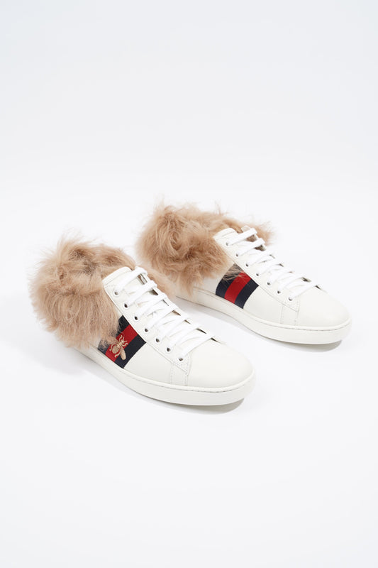Gucci Ace Bee Fur White / Green / Red Leather EU 38.5 UK 5.5