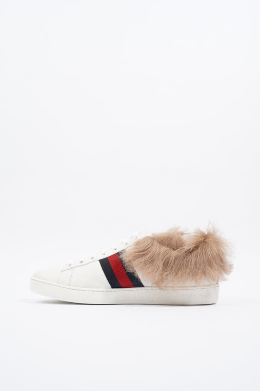Gucci Ace Bee Fur White / Green / Red Leather EU 38.5 UK 5.5