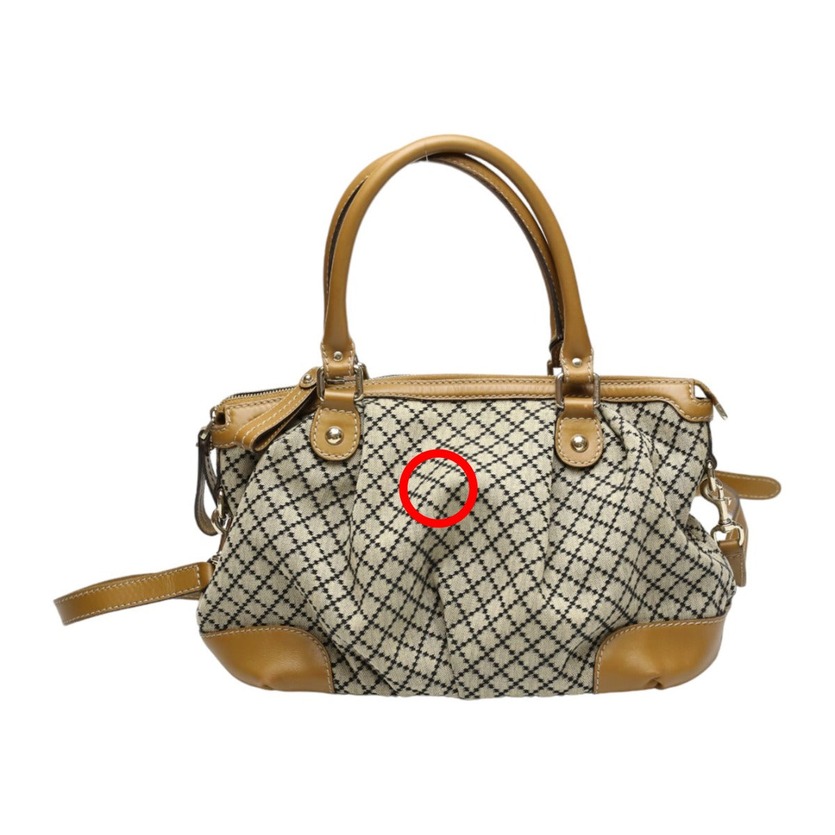 GUCCI Tote Bag 247902 canvas Beige x brown 2WAYShoulder Bag Diamante Women Used